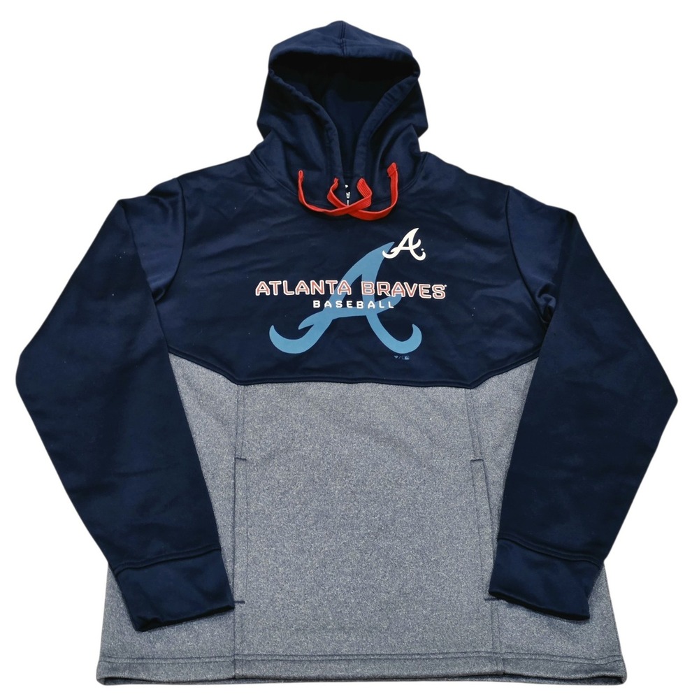 Atlanta Braves Fanatics Hoodie Men's Medium Navy Gray MLB Baseball Pullover